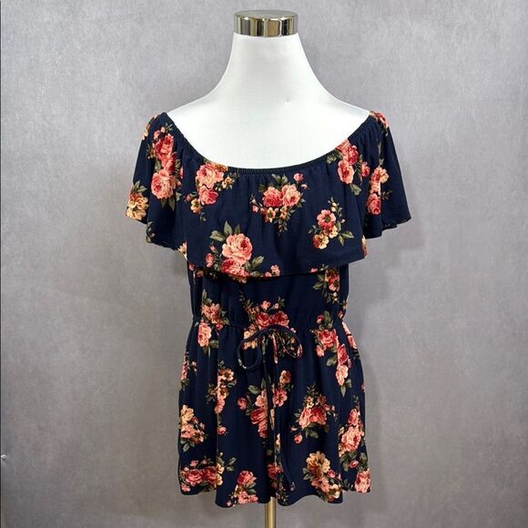 Floral Off-Shoulder Romper - Picture 1 of 6